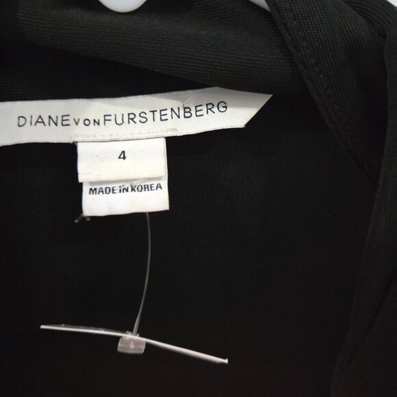 Diane Von Furstenberg Sz 4 Womens Black Long Sleeve Wrap Maxi Dress - Picture 2 of 8